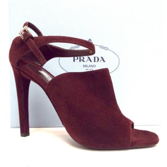 Prada Shoes - Prada Amaranto Bordeaux Suede Wide Band Heels